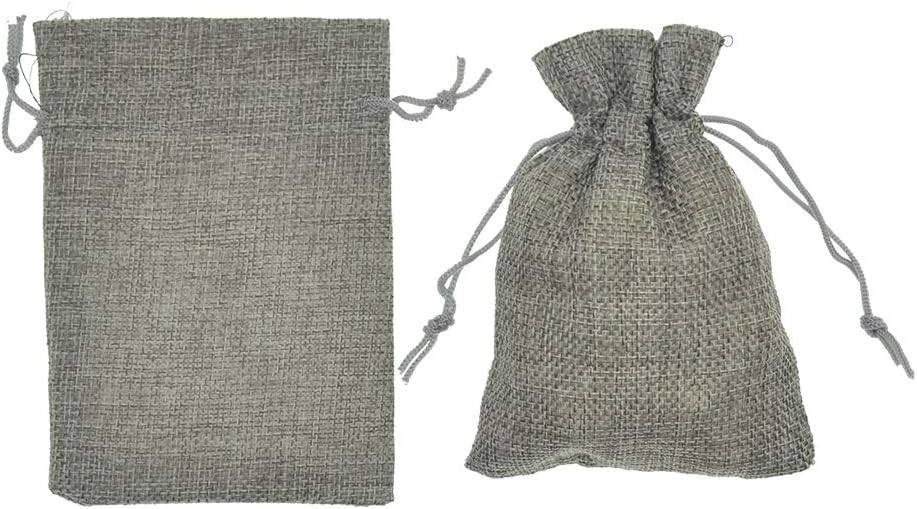 20pcs Burlap Bags 5x7 Inch, Linen Drawstring Gift Bags, Wedding Party Christmas Favor Bags Jewelry Candy Pouches Sacks (Gray)