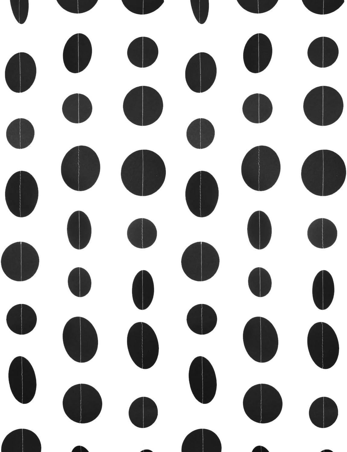 Black Paper Garland Circle Dot Party Banner Wall Streamers Backdrop Ceiling Hanging Decorations, 20 Feet in Total