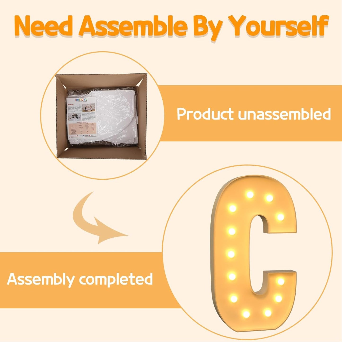 Marquee Letters 4 Feet Tall Large Light Up Letters C Happy Birthday Decorations Marry Me Engagement Party Decor Yellow Light Birthday Decorations Balloon Arch Kit Foam Sign C