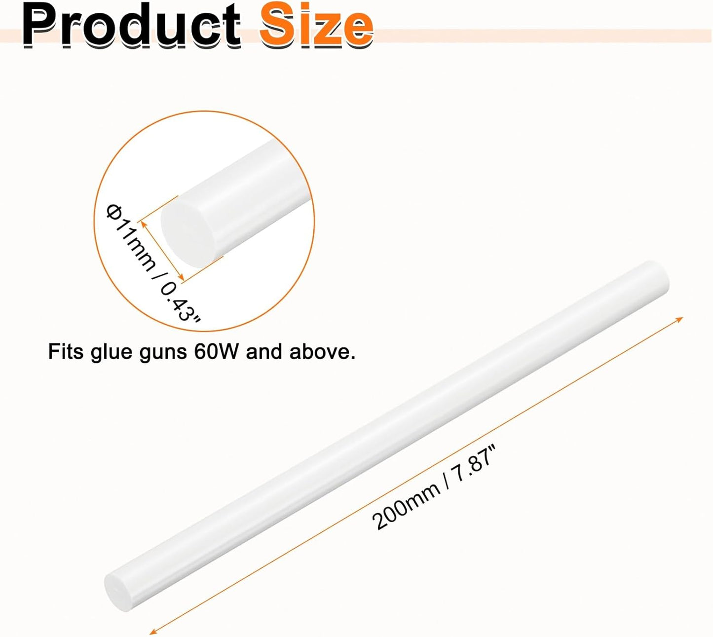 HARFINGTON 10pcs Hot Glue Sticks 0.43" Dia x 7.87" Long EVA Mini Hot Melt Adhesive Glue Stick for Hot Melt Gun Wood Plastic Glass Flowers Fabrics Foam, White