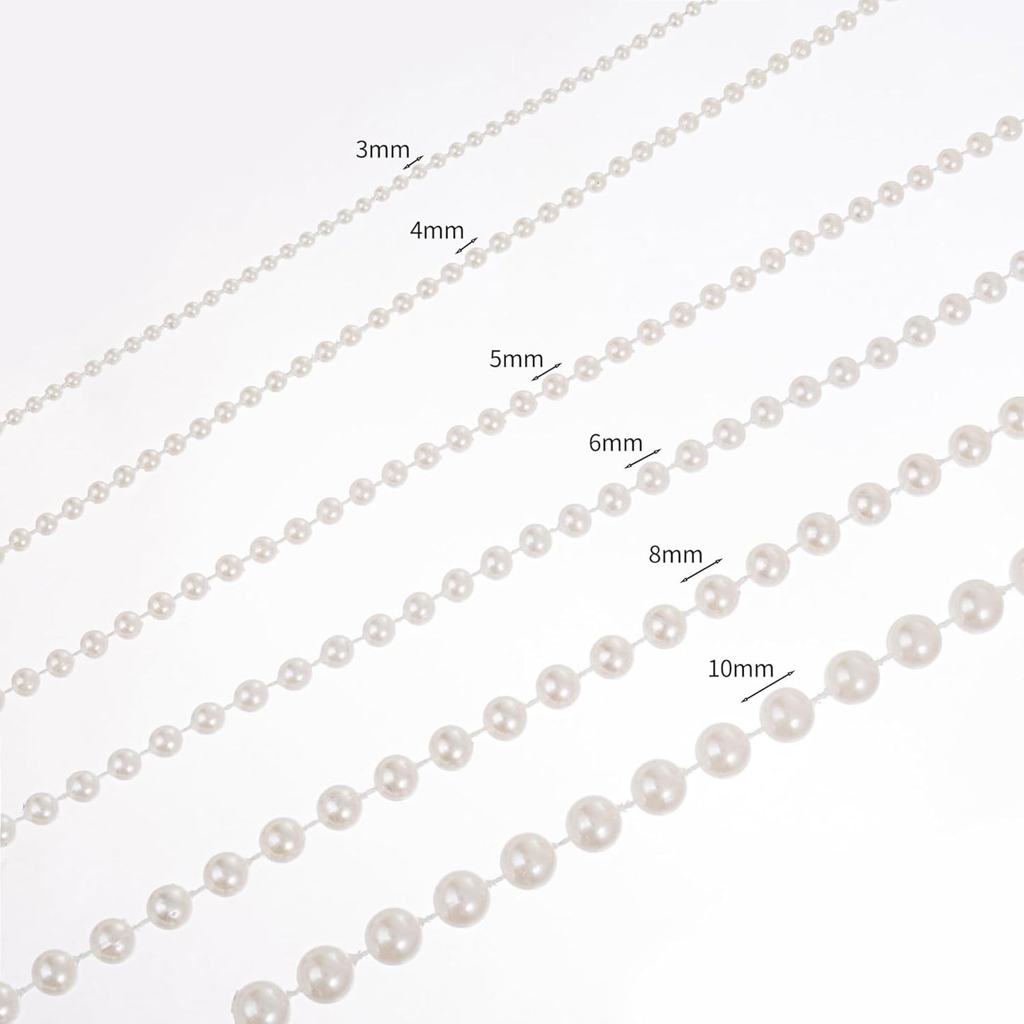 3mm Millet Beads Crafts Faux Pearl Beads Garland Pearl Bead Roll Strand of Pearls to Decorate Floral Centerpieces Wedding Party Favor Christmas Tree(33 Feet White)