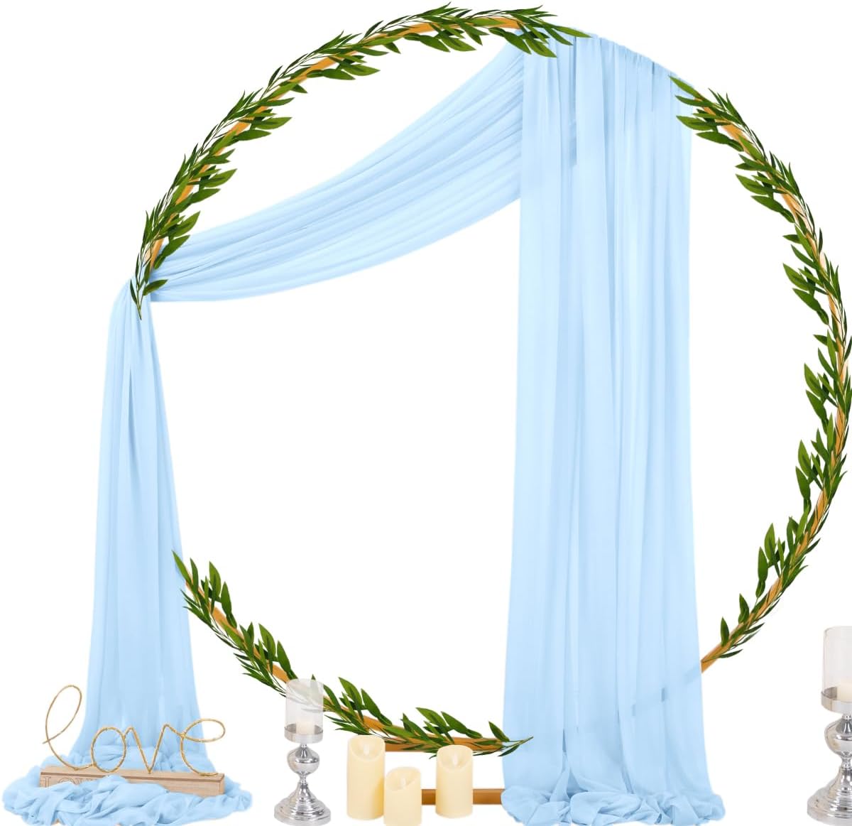 Socomi Blue Sheer Wedding Arch Draping Fabric 29" x 20Ft 1 Panel Outdoor Curtain Drapes Extra Long for Bridal Baby Shower Ceremony Birthday Party Decor