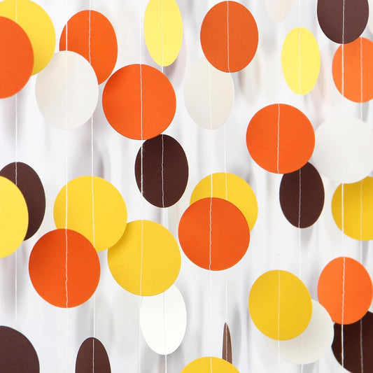 Brown-Orange Yellow Party-Decorations Baby-Shower Garland - 52Ft Fall Autumn Harvest Thanksgiving Friendsgiving Paper Streamers Banner,Birthday Bridal Wedding Bachelorette Hanging Decor Ouruola