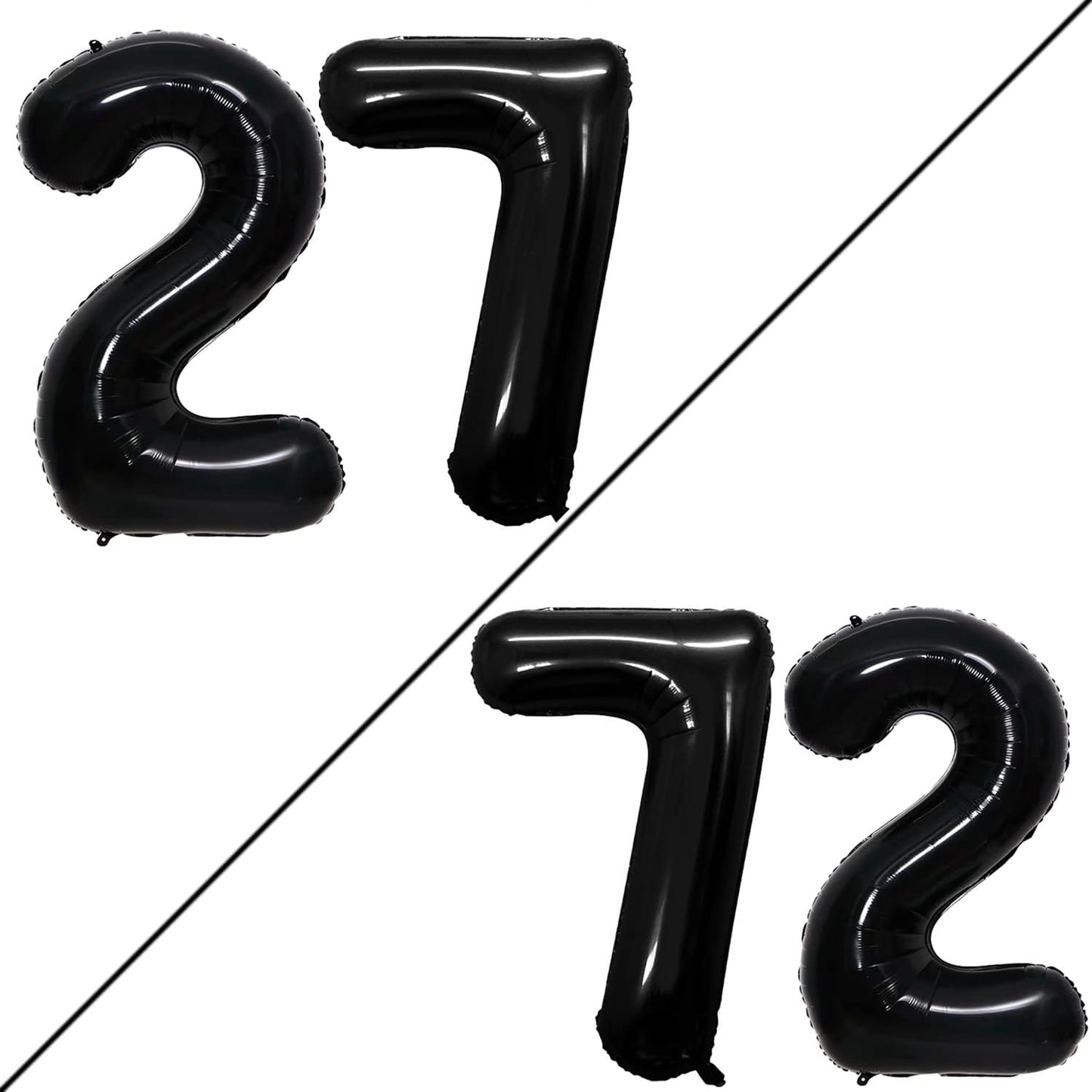 GOER Number 27 Balloons for 27th Birthday Party Decorations,42 Inch Jumbo Foil Helium 72 Balloons for 72nd Birthday Party Decoration (Black)