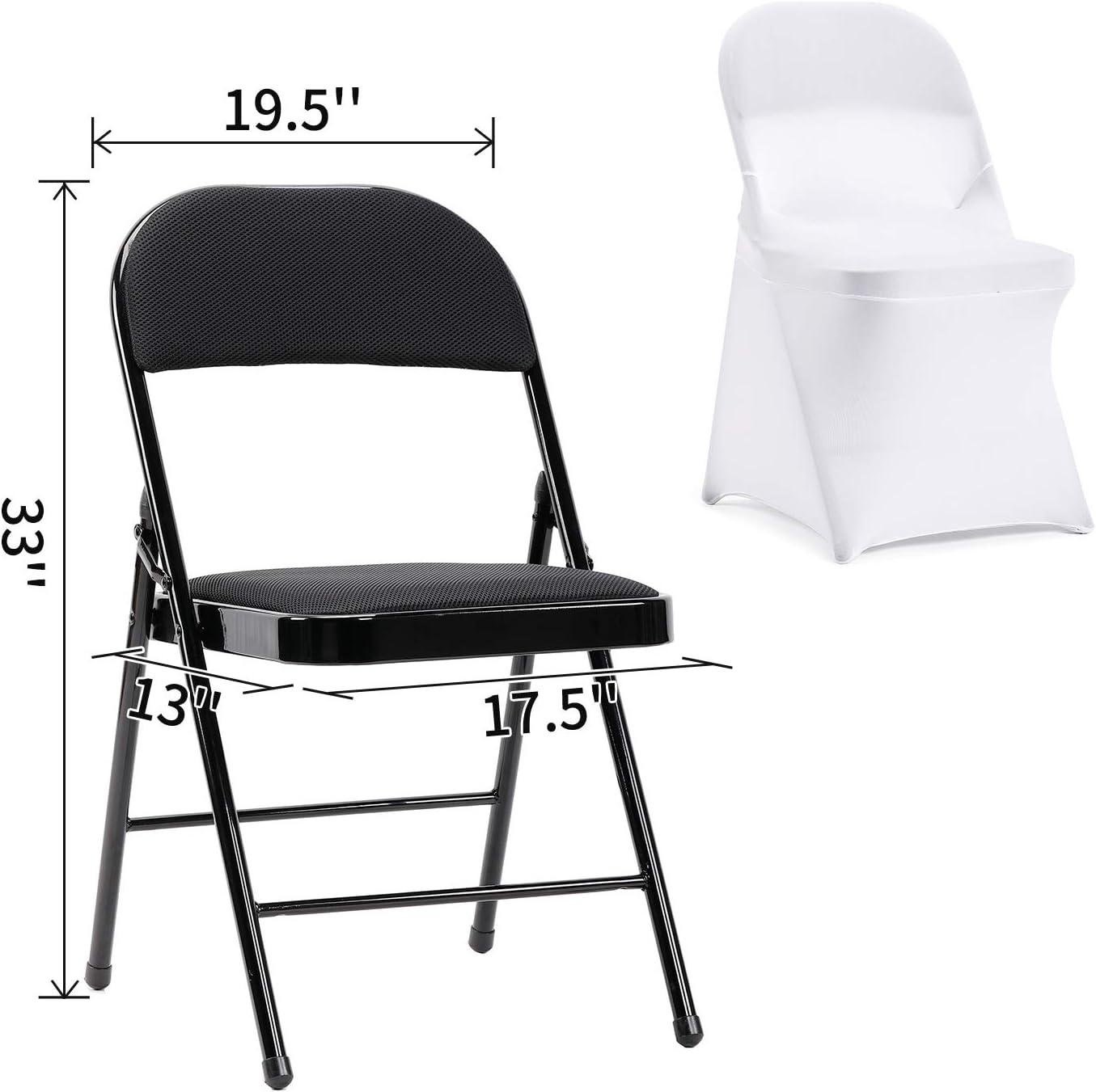Peomeise Stretch Spandex Folding Chair Cover for Wedding Party Dining Banquet Event (White,12pcs)