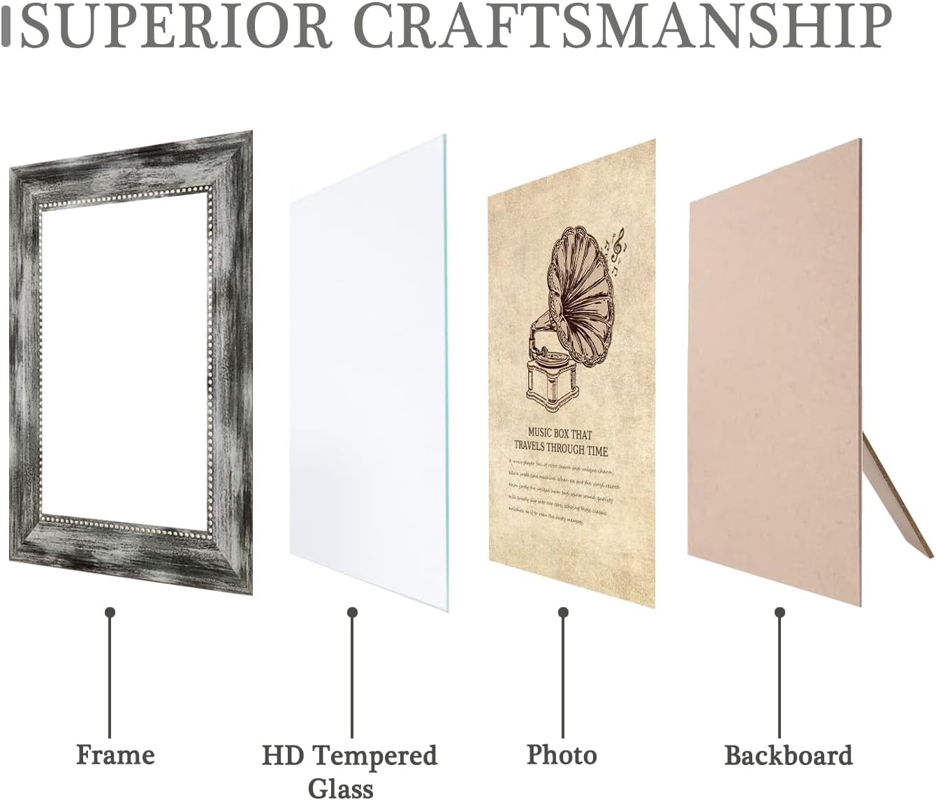 4x6 Picture Frames Set of 4 Vintage Photo Frame, Rustic Retro Photo Frame with Real Glass,Decorative Art Wall Mount and Tabletop Display Family Friends Wedding Gift