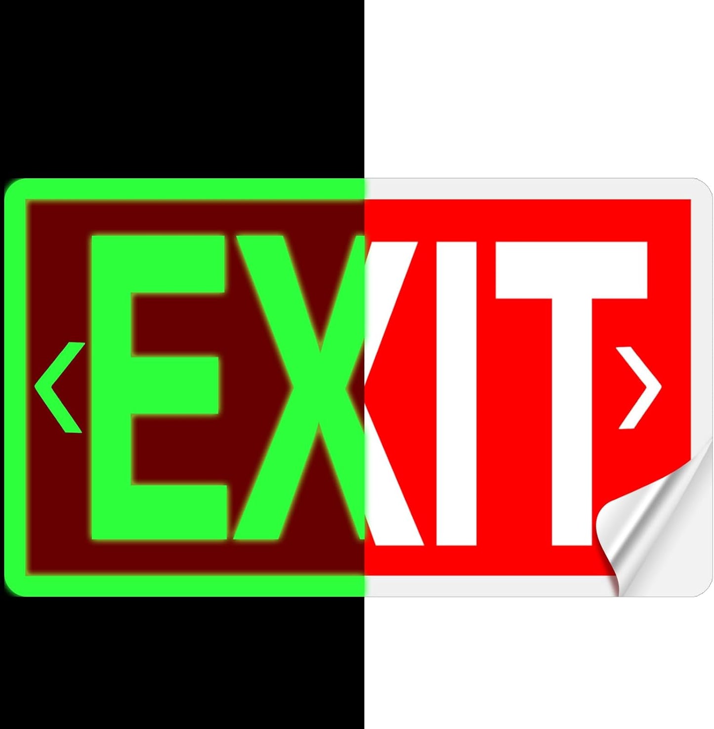 20 Pcs Glow in the Dark Exit Signs for Business 12 x 7 Inch Photoluminescent Signs Stickers for Indoor Outdoor for Business, Office, Warehouse (with Arrows)