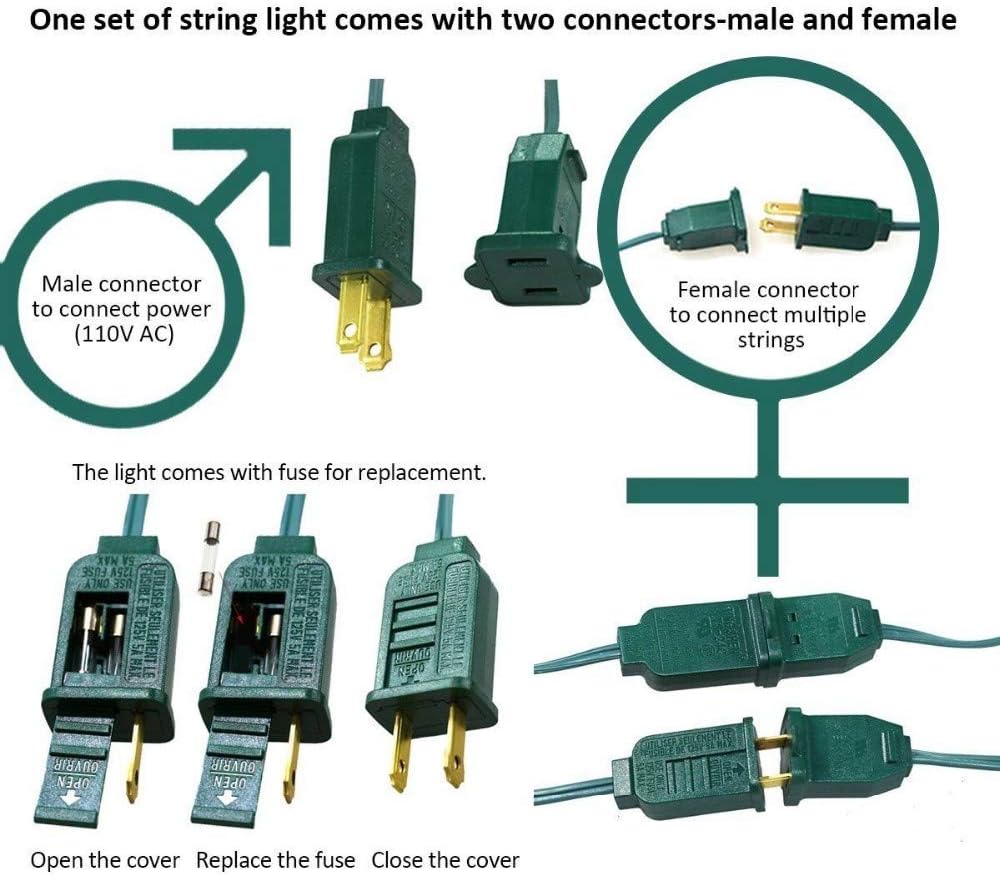 SUNSGNE 25Ft Christmas String Lights, G40 Globe String Light with 27 Clear Bulbs, UL Certified for Outdoor Indoor Garden Party Wedding Pergola Backyard Patio Xmas Decoration, Green Wire