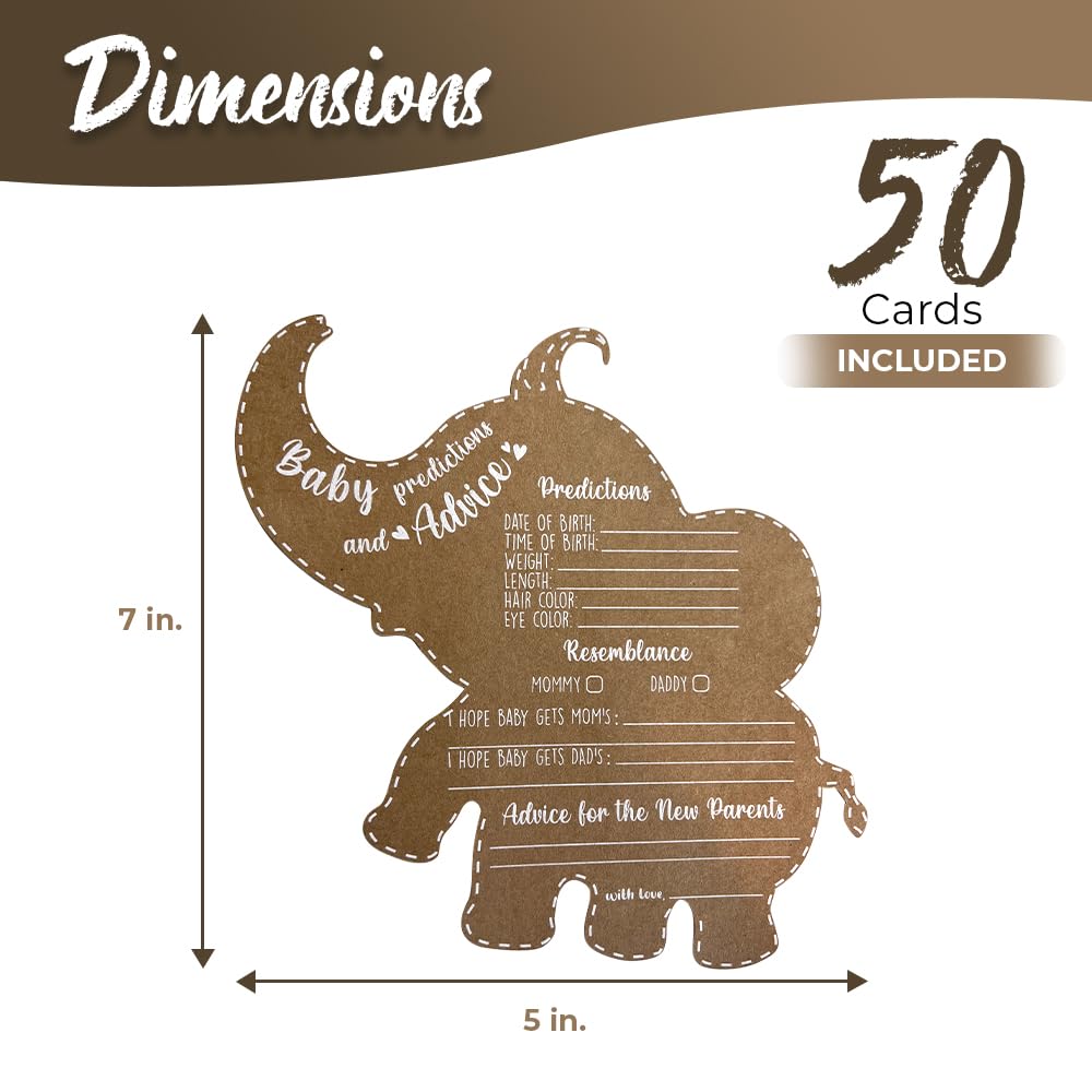 Baby Shower Games - Baby Shower Advice Cards for Parents to Be - Advice cards for Mommy to be - Elephant Safari Baby Shower Decorations - Set of 50 - Jungle Baby Shower Games (Elephant Safari Jungle)