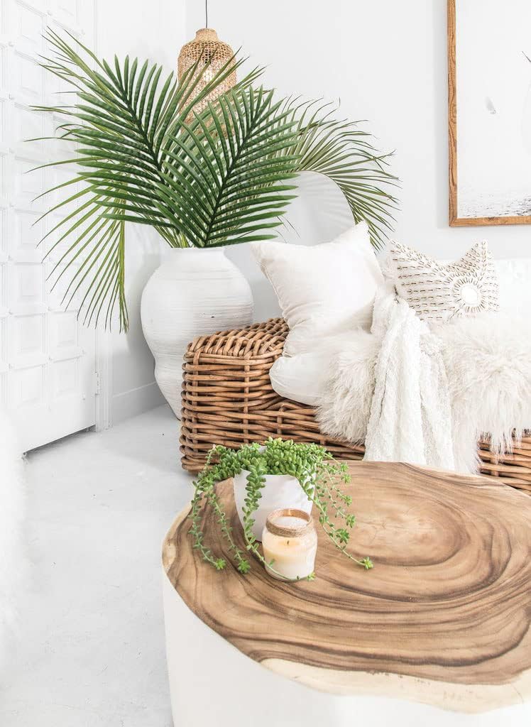 Large Artificial Palm Leaves Palm Fronds Tropical Leaves Areca Palm Branches Palm Leaves with Stem Palm Tree Leaves Faux Palm Leaves for Floral Arrangement Fake Leaves Palm Sunday Decor-Large Leaf