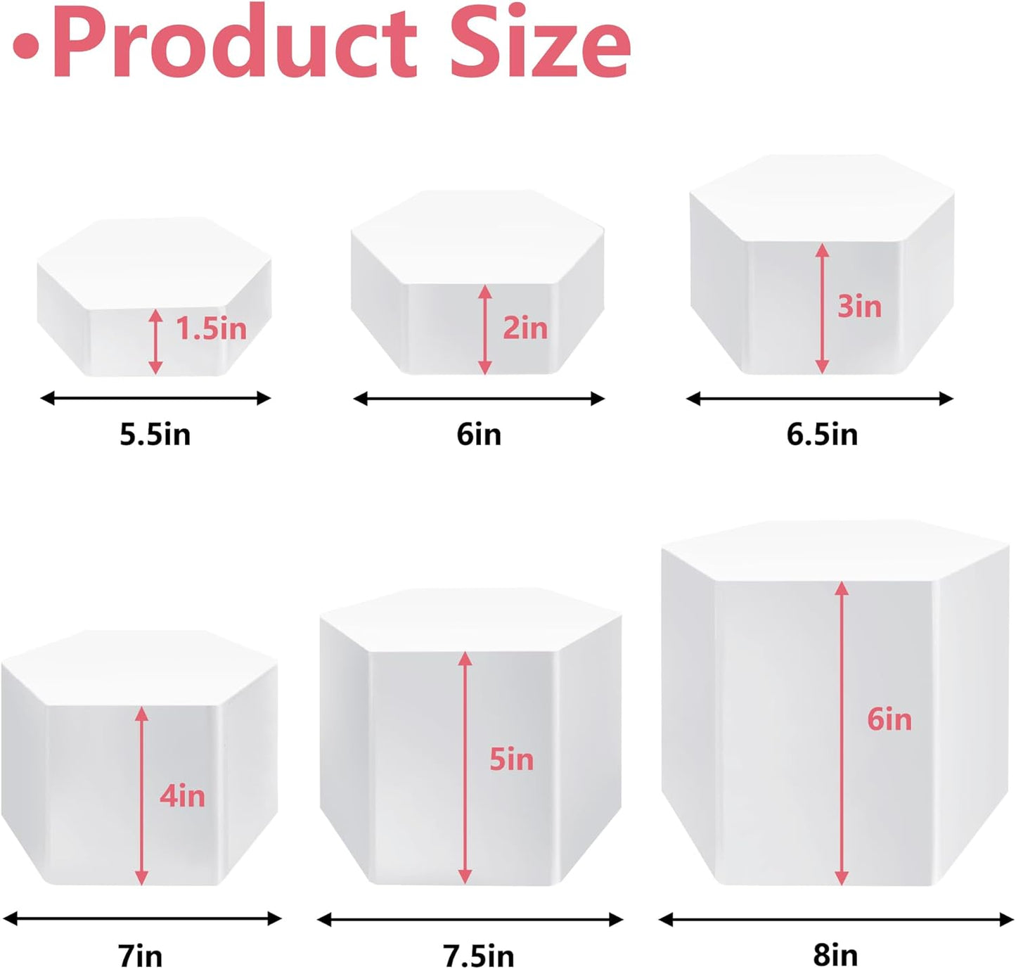 6 Pcs Buffet Risers, Dessert Stands Acrylic, Food Risers for Buffet, Jewelry Showcase, Riser Display Cases， Acrylic Display Base, White