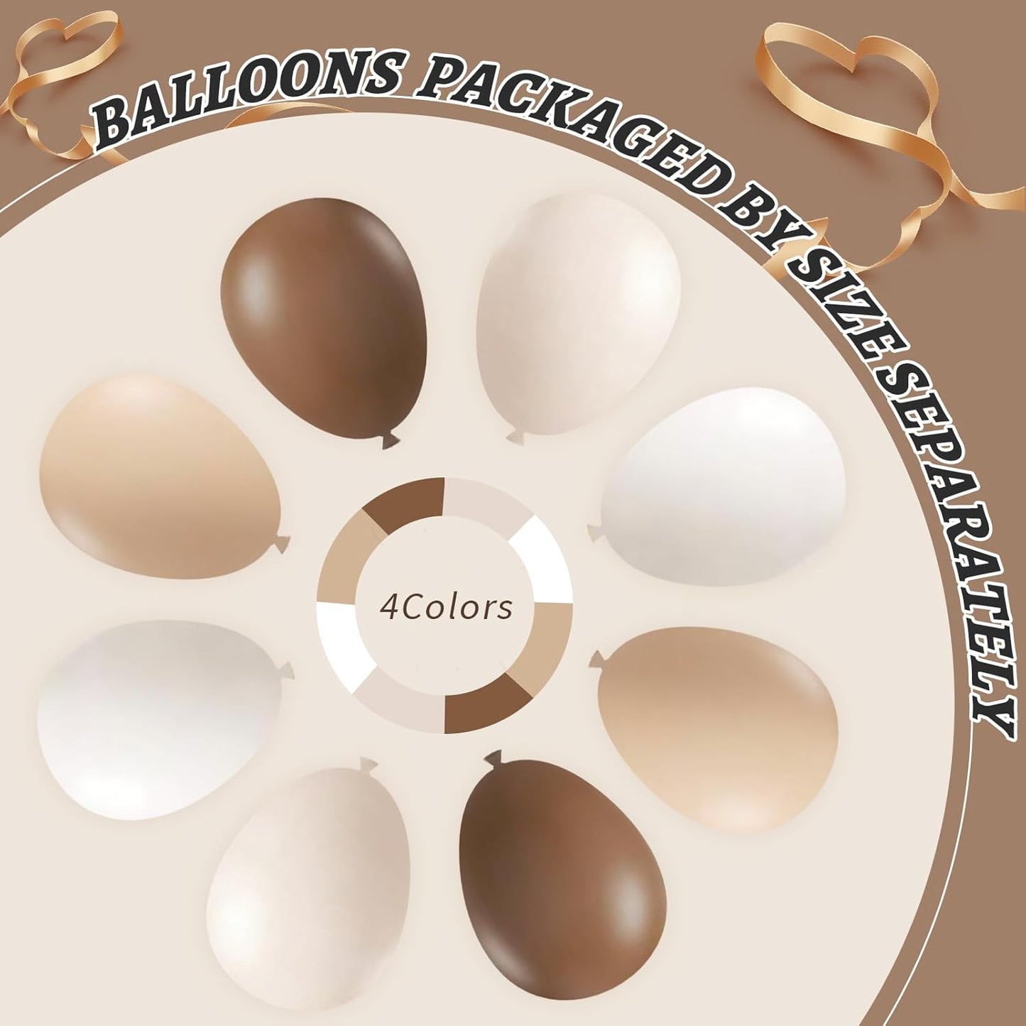 412Pcs Netural Balloon Garland Arch Kit, 5 10 12 18inch Brown Balloon Garland Arch Kit for Birthday Teddy Bear Baby Shower Neutral Party Decoration