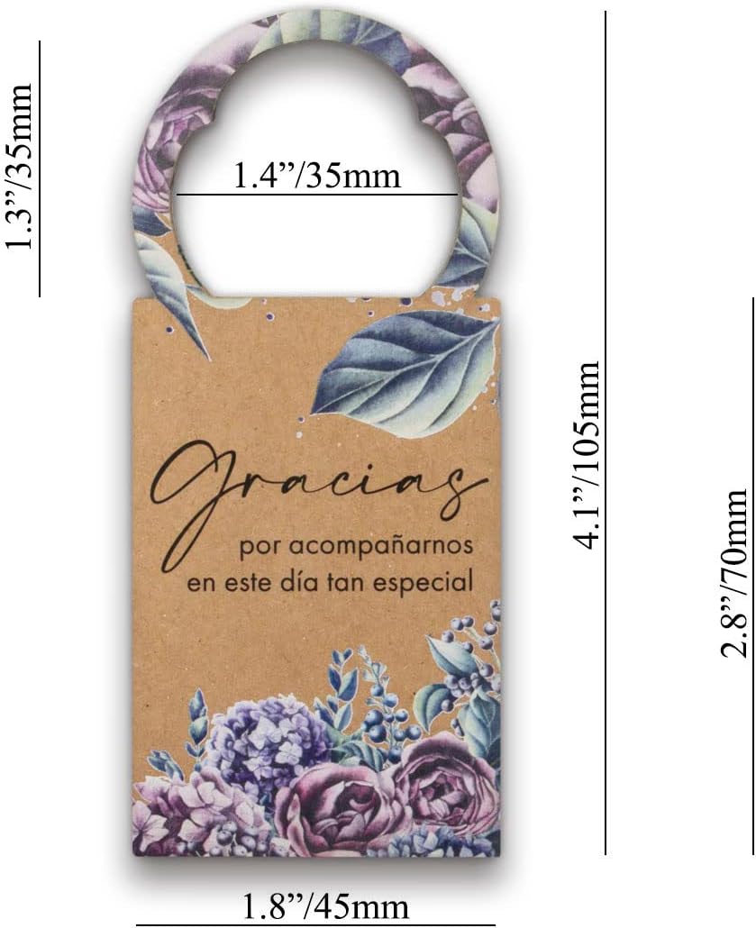 Summer-Ray 50pcs Gracias Mini Champagne Mini Wine Bottle Weding Party Favors Tags (White)