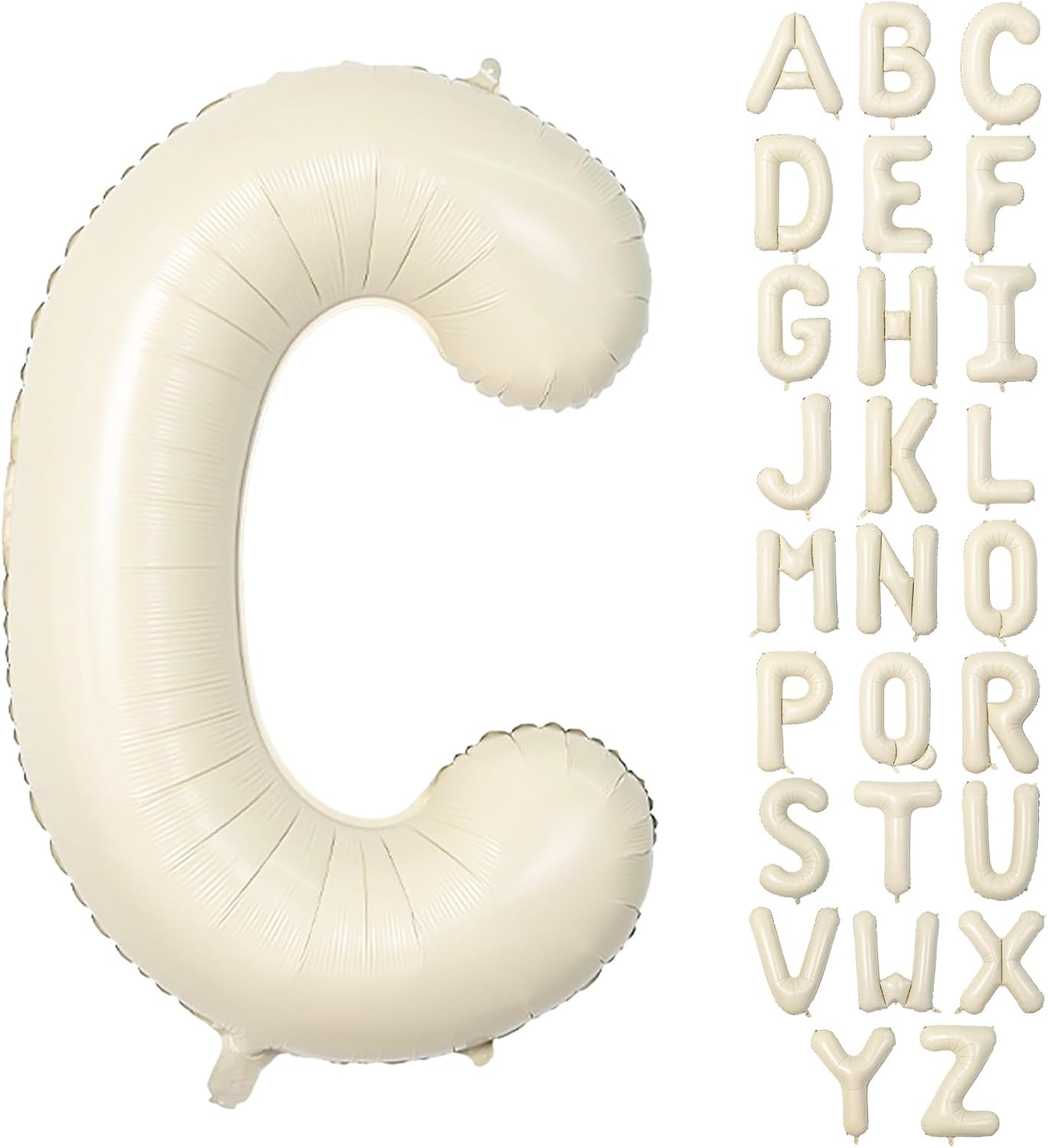 40 Inch Letter Balloons C, Big Custom A-Z Alphabet Foil Name Balloon Cream White, Self Inflating Beige Customize Helium Balloon Letters C for Women Girls Birthday Bride Baby Shower Party Decorations
