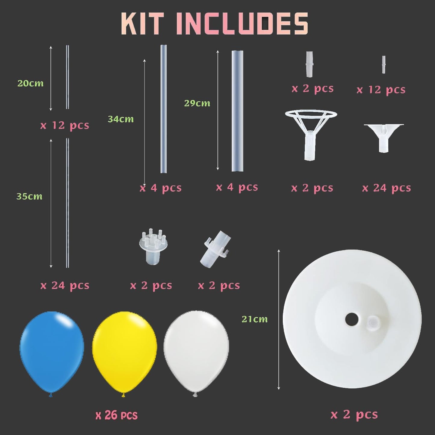 Balloon Column Kit for Floor- Set of 2,Balloon Columns with Stand, Base and Pole,Balloon Tower Backdrop Decoration for Wedding, Baby Shower, Birthday Party, or Bachelorette Parties (Blue Yellow White)