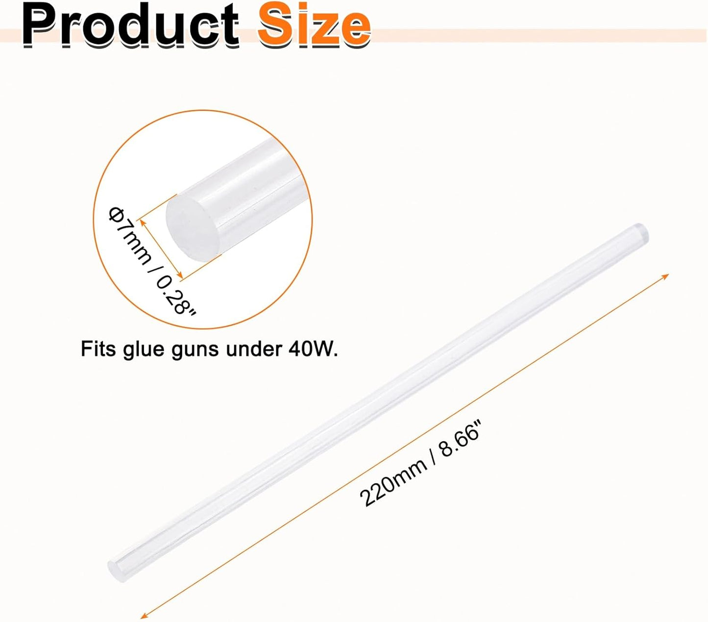 HARFINGTON 10pcs Hot Glue Sticks 0.28" Dia x 8.66" Long EVA Mini Hot Melt Adhesive Glue Stick for Hot Melt Gun Wood Plastic Glass Flowers Fabrics Foam, Clear