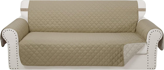 Reversible 4 Seater Sofa Cover 91 Inch Large Couch Cover Furniture Protector(Sofa XX-Large,Camel/Beige)