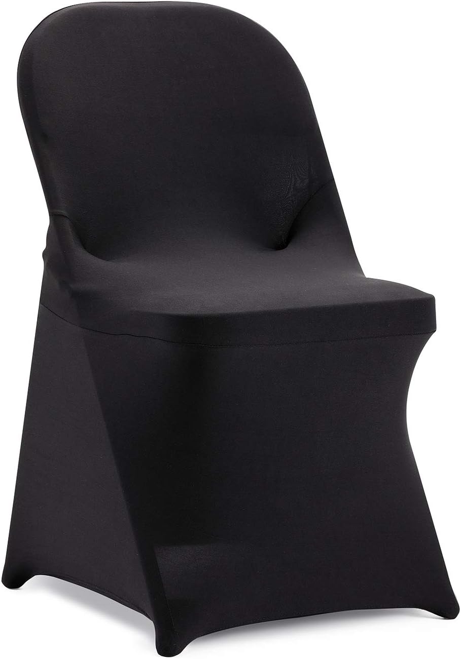Peomeise Stretch Spandex Folding Chair Cover for Wedding Party Dining Banquet Event (Black,6pcs)