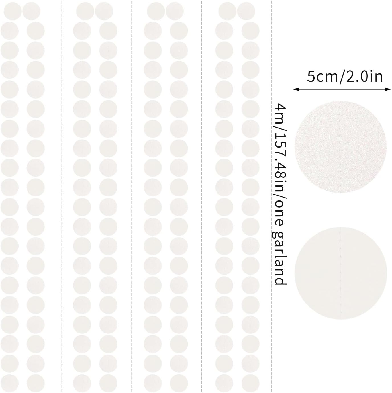 White Glitter Party-Decorations Paper-Garland Streamers - 52ft Birthday Banner Baby Shower Bachelorette Wedding Hanging Supplies Decor Hugfond