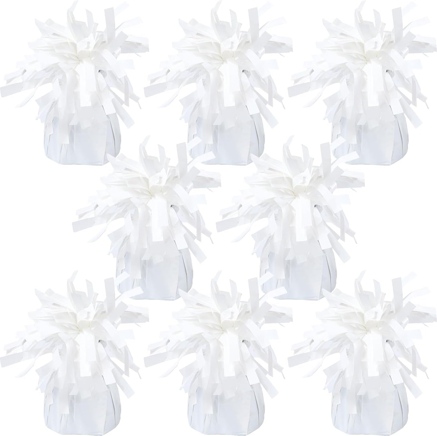 8 Pcs White Metallic Balloon Weights Holder Anchors Balloon Holder Weights for Helium Balloons Birthday Graduation Party Christmas Wedding Celebration Decoration (White)