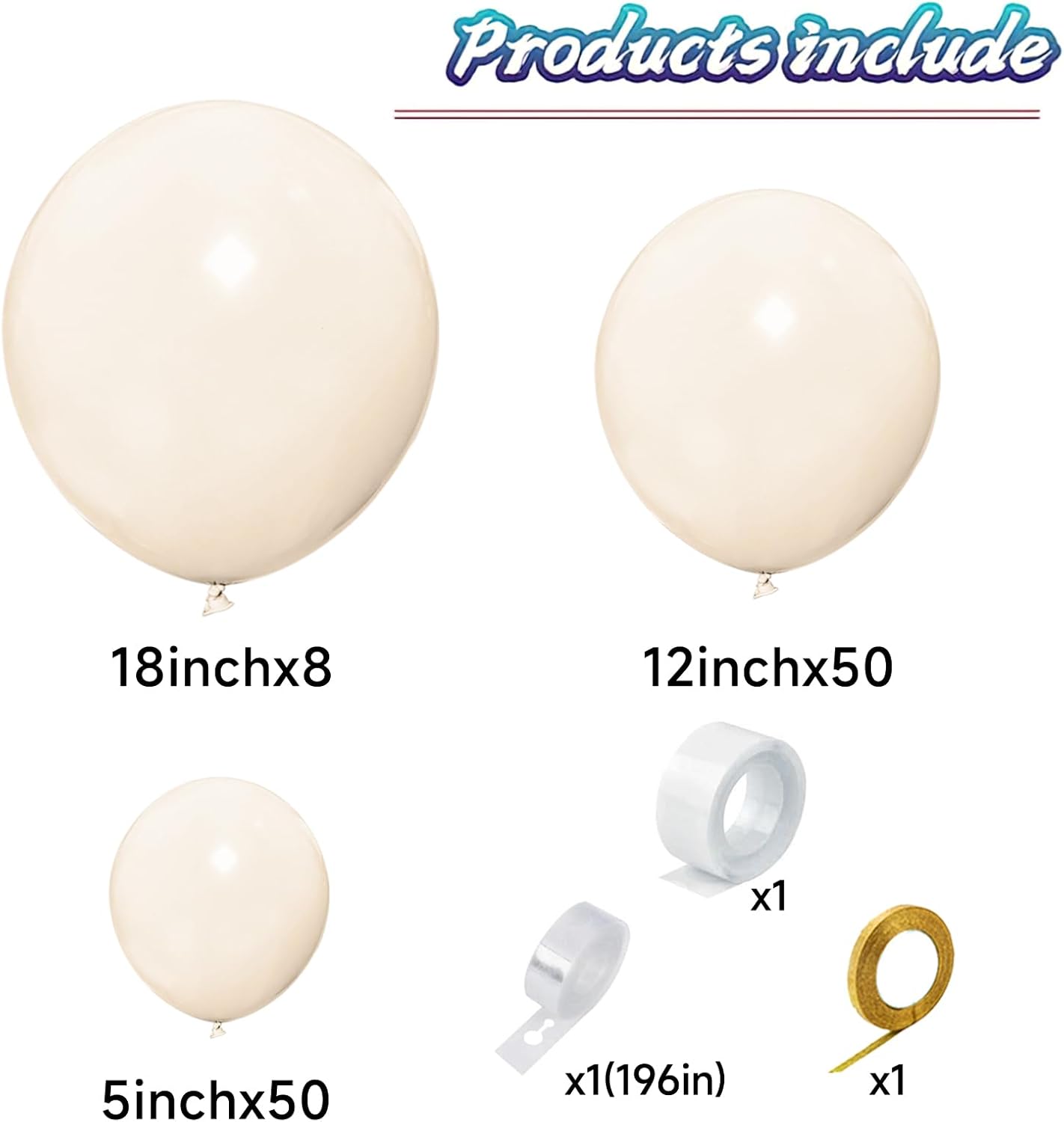 KAWKALSH Sand White Balloon Arch Kit 111Pcs 18 12 5 Inch Latex Party Balloons Garland for Birthday Baby Shower Wedding Engagement Anniversary Christmas Party Decorations