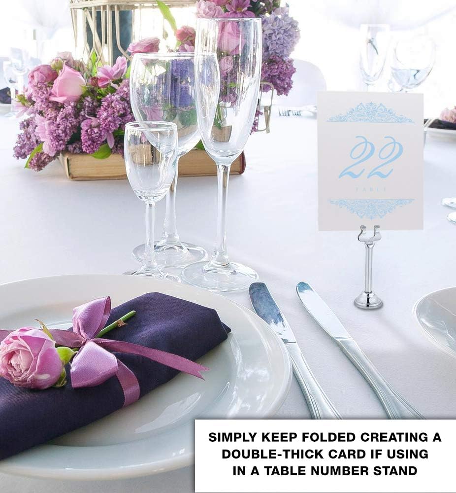 Paisley Wedding Table Numbers (Select Color/Quantity), Champagne, Light Blue, 1-15, Double Sided, Tent or Use in a Stand, Great for Parties & Restaurants - Made in the USA