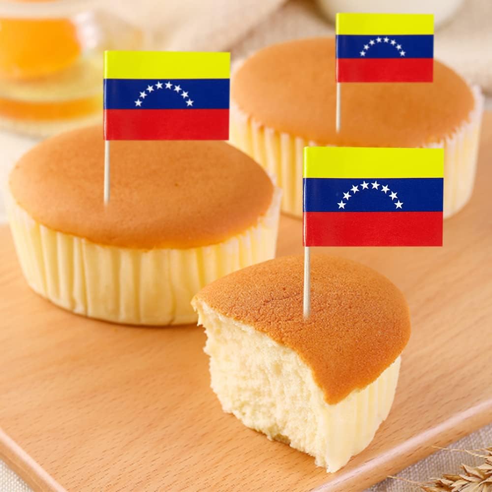 Venezuela Flag Venezuelan Flag, Small Mini Venezuela Toothpick Flags for Food, Cupcakes, Cocktails, Appetizers, Bar Party Decorations