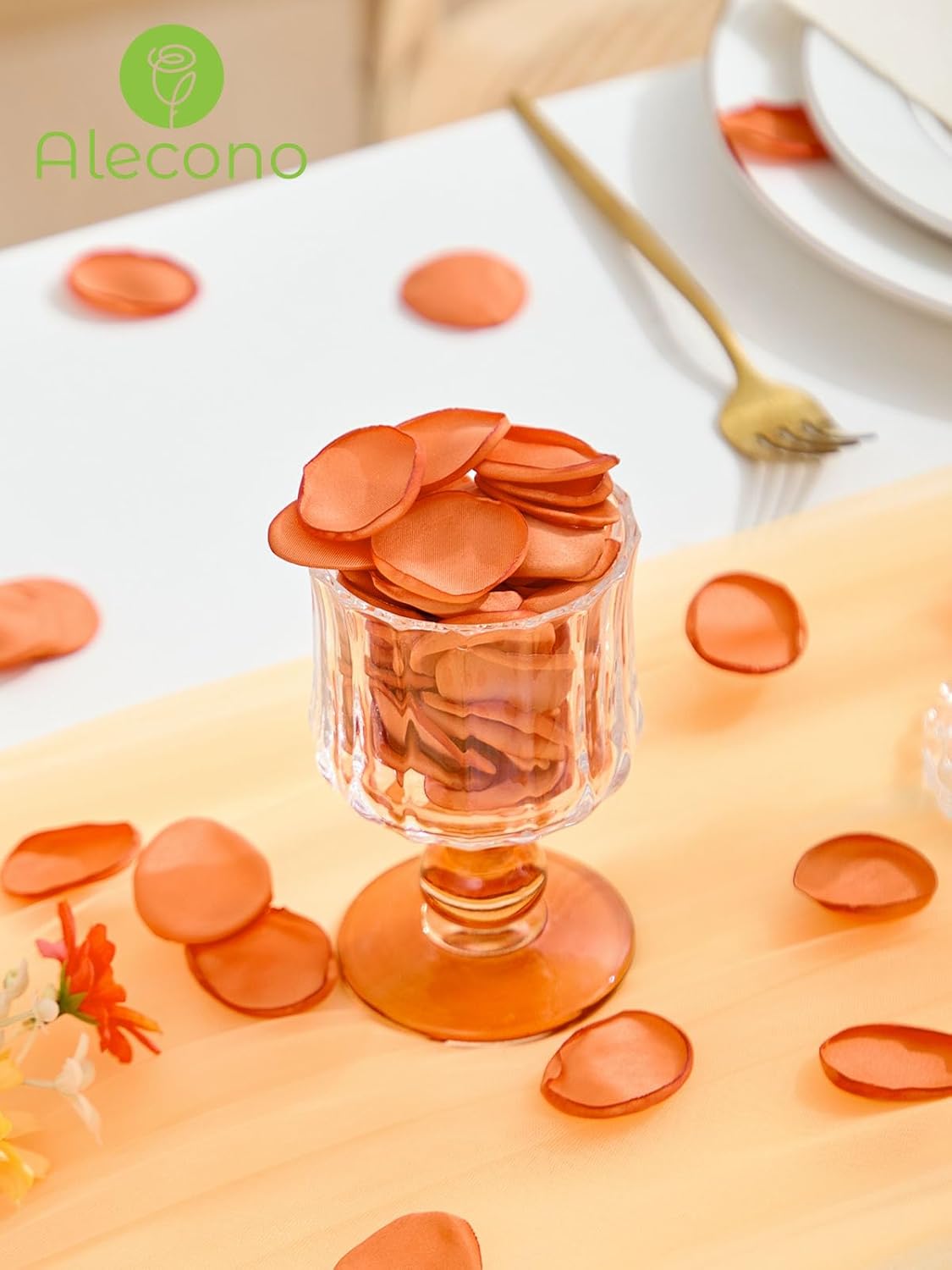 Alecono 𝟰𝟬𝟬𝙋𝙘𝙨 Silk Rose Petals, Faux Orange Flower Petals for Wedding Proposal Flower Girl Basket, Petals Bulk for Dinner Table Centerpieces Party Romantic Night Decoration
