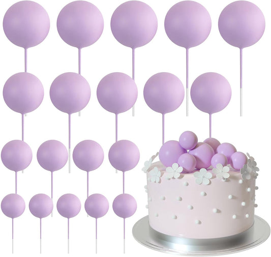 ASTARON 20 Pcs Ball Cake Topper Decorations Mini Balloons Cake Topper Sticks Light Purple Balls Cake Picks Cake Topper Balls Cake Decorations for Wedding Birthday Cake Decorations