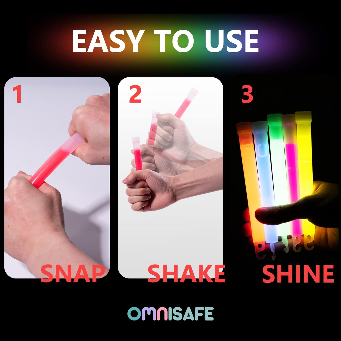 24 Ultra Bright Large Glow Sticks with 24 Black PE String, Multi Use Colourful 6 Inch Glowsticks for Parties, Camping, Emergency Glow Sticks For Blackout, Long-lasting Lighting Waterproof and