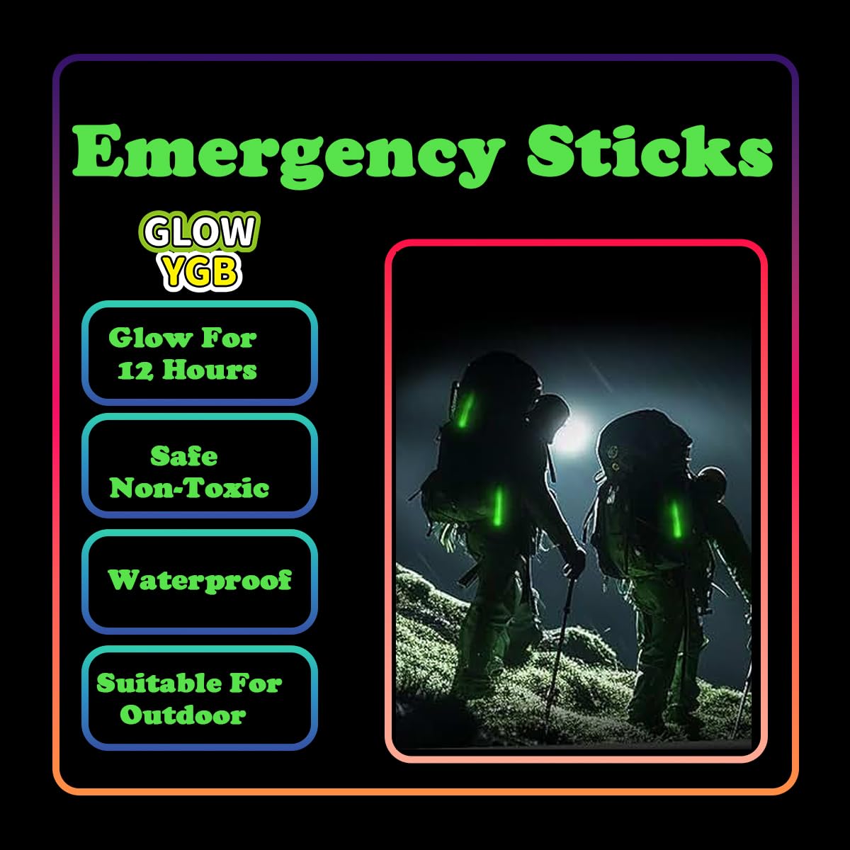22PC Green Glow Sticks in The Dark Party Supplies, 12 Hours Duration Emergency Glow Sticks Bulk Party Pack, Glow Party Supplies, Glow Sticks for Kids, Glow in The Dark Sticks Waterproof, Nontoxic