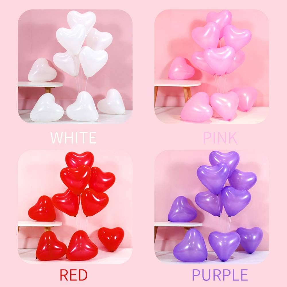 100 6-inch Pink Color Heart shaped Latex Balloons for Valentines Day,Propose Marriage,Wedding Party.