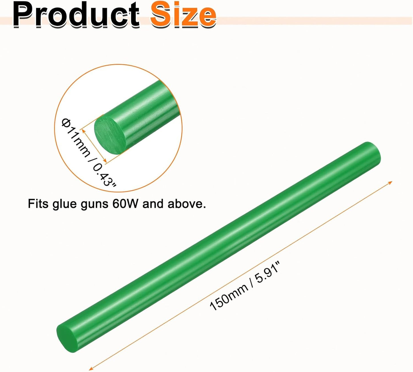 HARFINGTON 10pcs Hot Glue Sticks 0.43" Dia x 5.91" Long EVA Mini Hot Melt Adhesive Glue Stick for Hot Melt Gun Wood Plastic Glass Flowers Fabrics Foam, Deep Green
