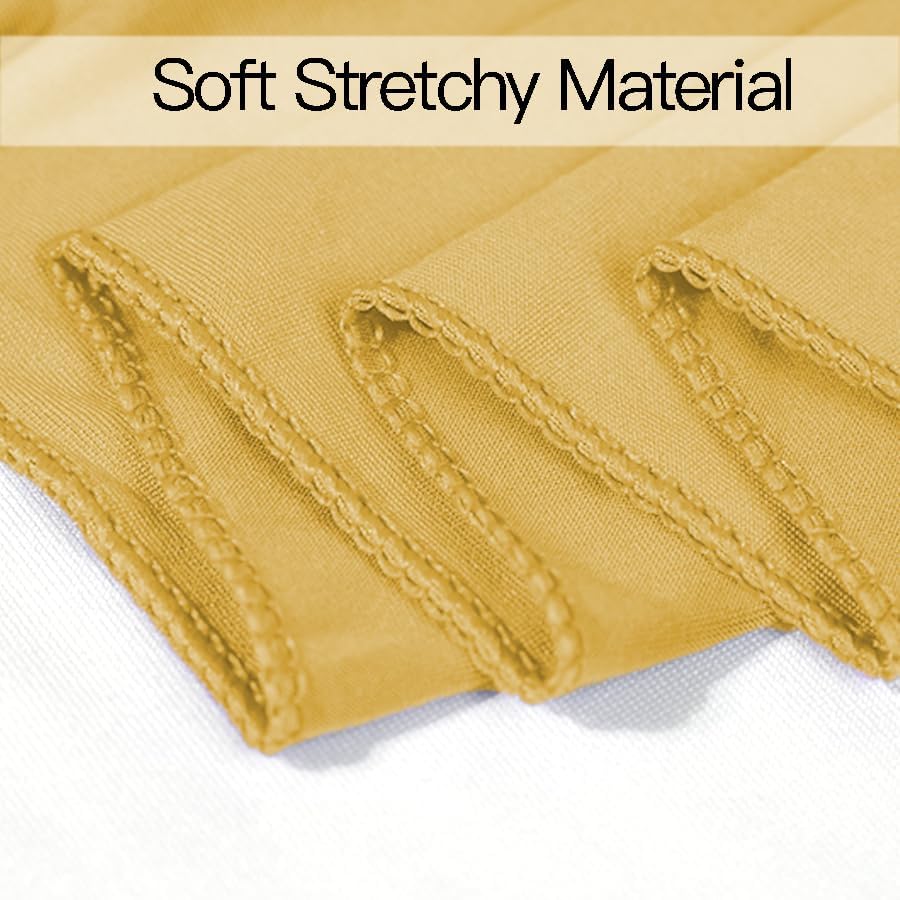 100PCS Spandex Stretch Gold Chair Sashes Bows Universal Elastic Chair Cover Bands Ties with Buckle Slider for Wedding Party Birthday Reception Event Banquet Decoration(Gold)