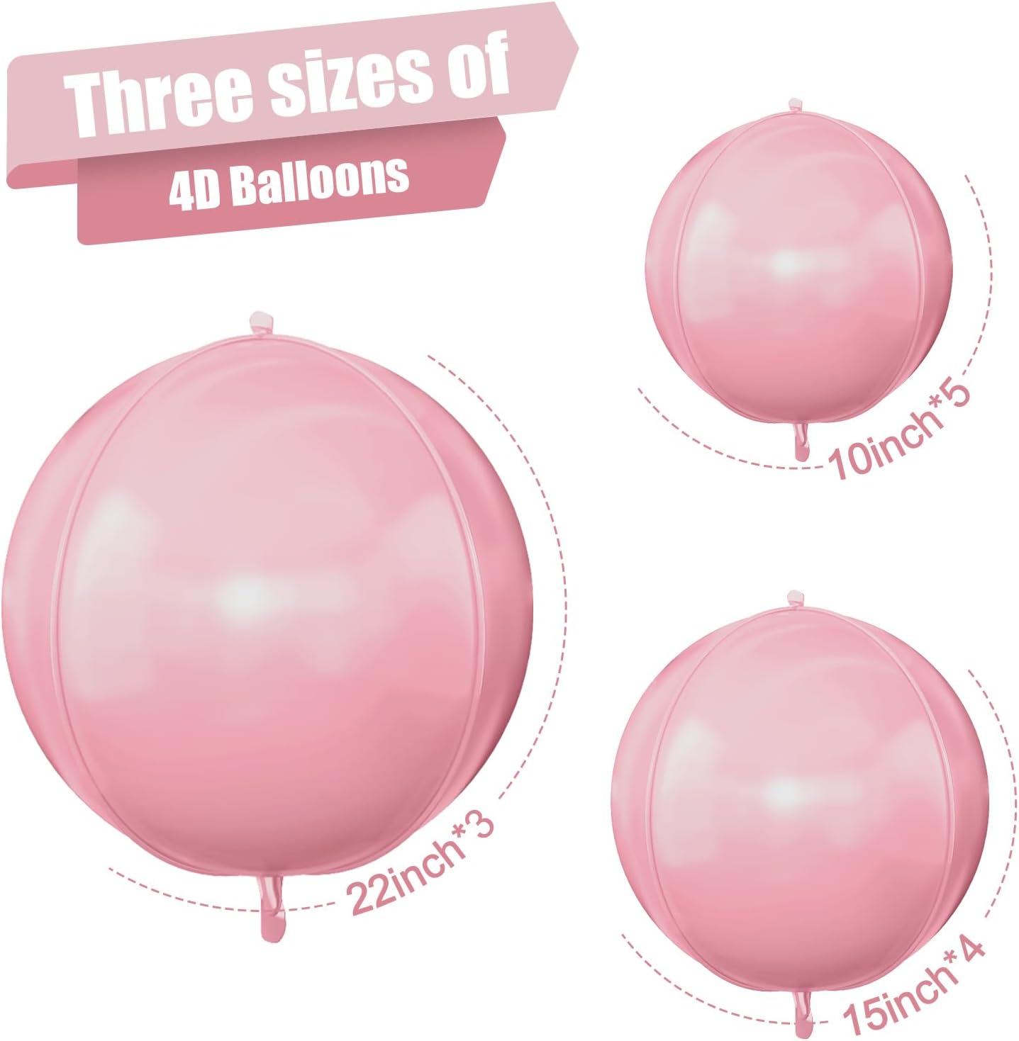 12Pcs Baby Pink Round Foil Balloons, 22" 15" 10" 4D Helium Light Pink Mylar Balloon, Pastel Pink Foil Balloon for Princess Birthday Baby Shower Wedding Anniversary Valentine's Day Party Decoration