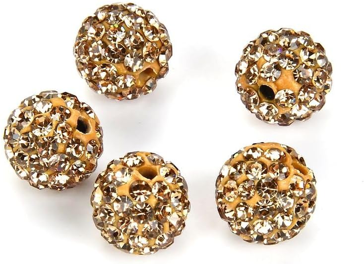 100pcs Adabele Grade A Suncatcher Crystal Rhinestone Pave Loose Beads 8mm Crystal Golden Shadow Polymer Clay Disco Ball Spacers Compatible with Shamballa All Craft Jewelry Making DB8-28