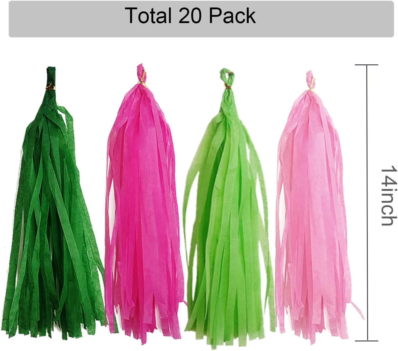 GAKA Pink and Green Paper Tassel Party Tassel Garland Banner for Theme Party Birthday Wedding Decorations,20 PCS
