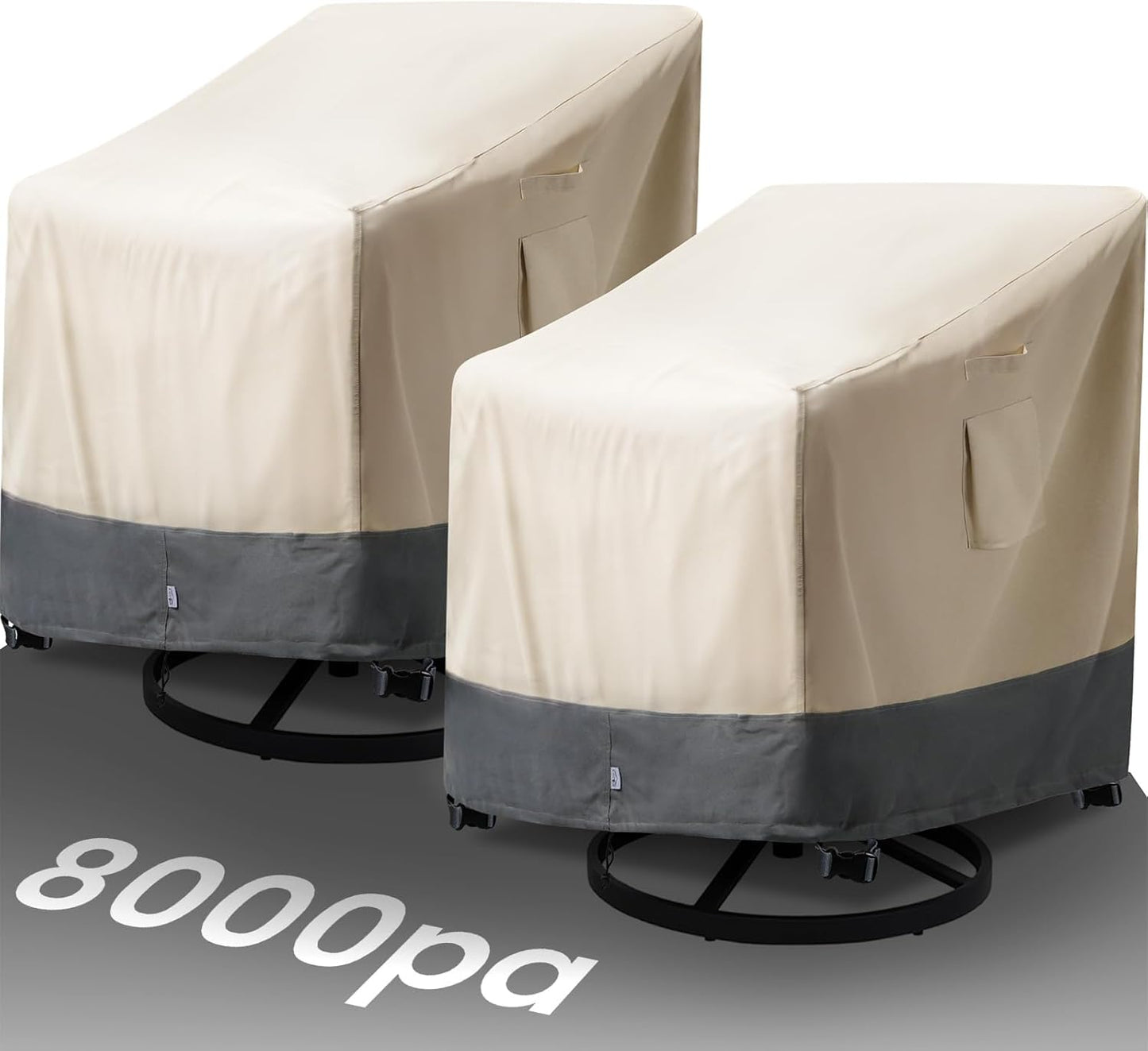 2 Pack Extra Heavy Duty Waterproof Patio Chair Covers for Outdoor / Swivel/ Rocking Chair - Medium Adirondack Chair Covers with Air Vent, 30"W x 34"D x 38.5"H