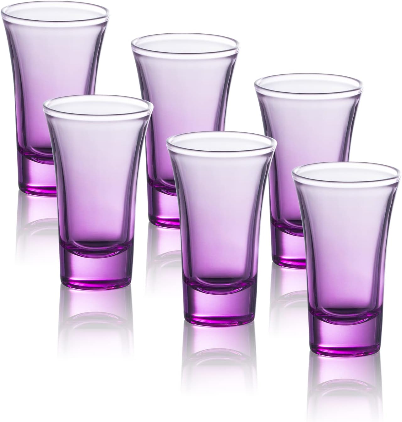 M&N HOME Purple Ombre Shot Glasses, 2 Oz Set of 6 Colored Shot Glasses, Whiskey Glasses, Tequila, Cocktail Glasses, Vodka Glasses, Spirits & Liquors (Gradient Purple)