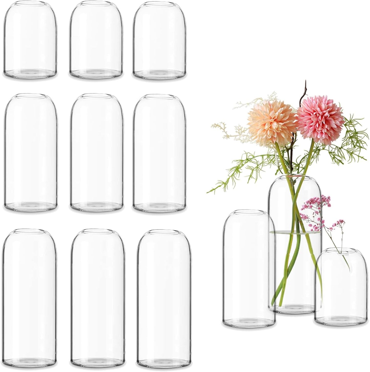 Etolies Glass Bud Vases in Bulk Set of 12, Clear Small Vases for Flowers,Modern Cylinder Glass Vase for Wedding Party Dining Table Centerpieces, Living Room Decorative, Home Decor.