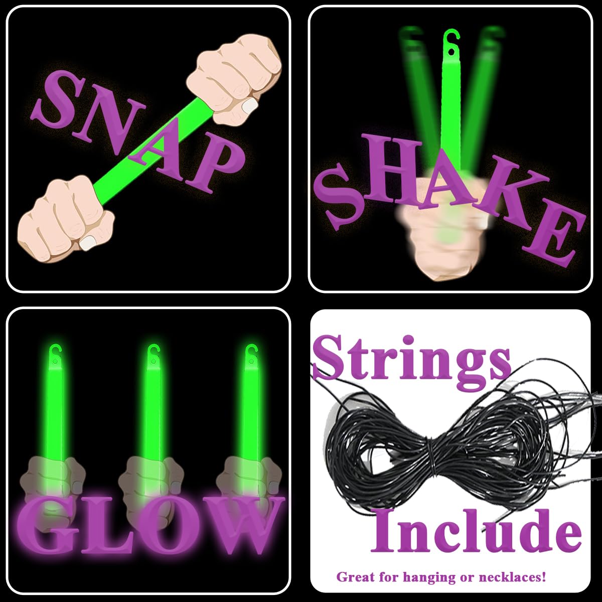 22PC Green Glow Sticks in The Dark Party Supplies, 12 Hours Duration Emergency Glow Sticks Bulk Party Pack, Glow Party Supplies, Glow Sticks for Kids, Glow in The Dark Sticks Waterproof, Nontoxic