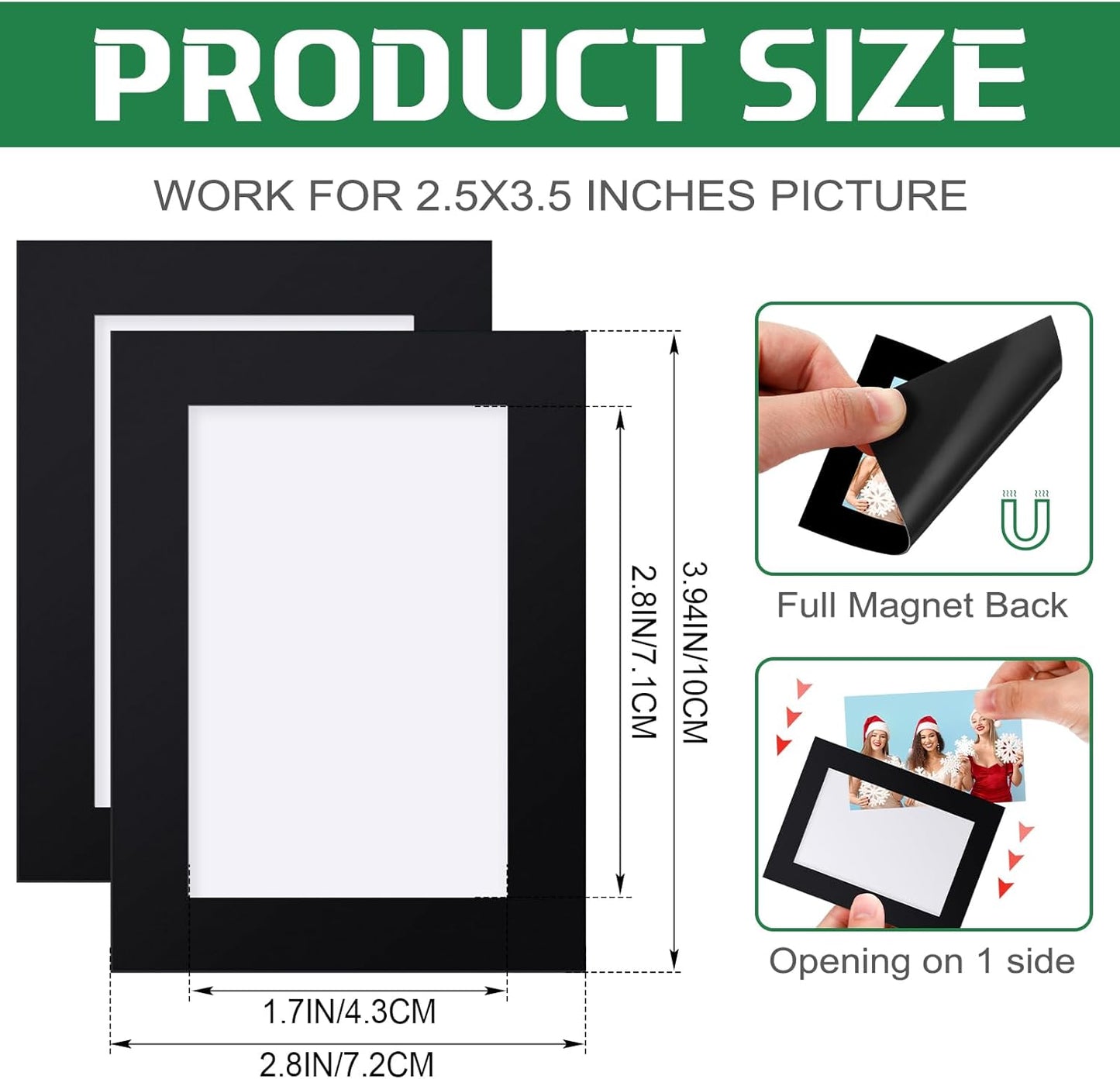 Soaoo 60 Pcs Magnetic Picture Frames Wallet Size 2.5 x 3.5 Inches Reusable Magnetic Photo Sleeves Picture Frame Holder for Home Cabinet Office Graduation Xmas Anniversary Classroom(Black)