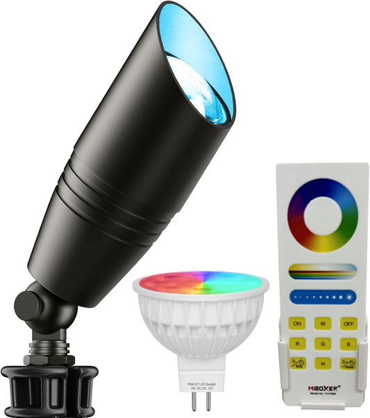 RGB Low Voltage Landscape Lights, 12V Color Changing Outdoor Spot Lights, Waterproof LED Garden Lighting for Yard/Pathway/Pool, Smart Landscape Spotlights