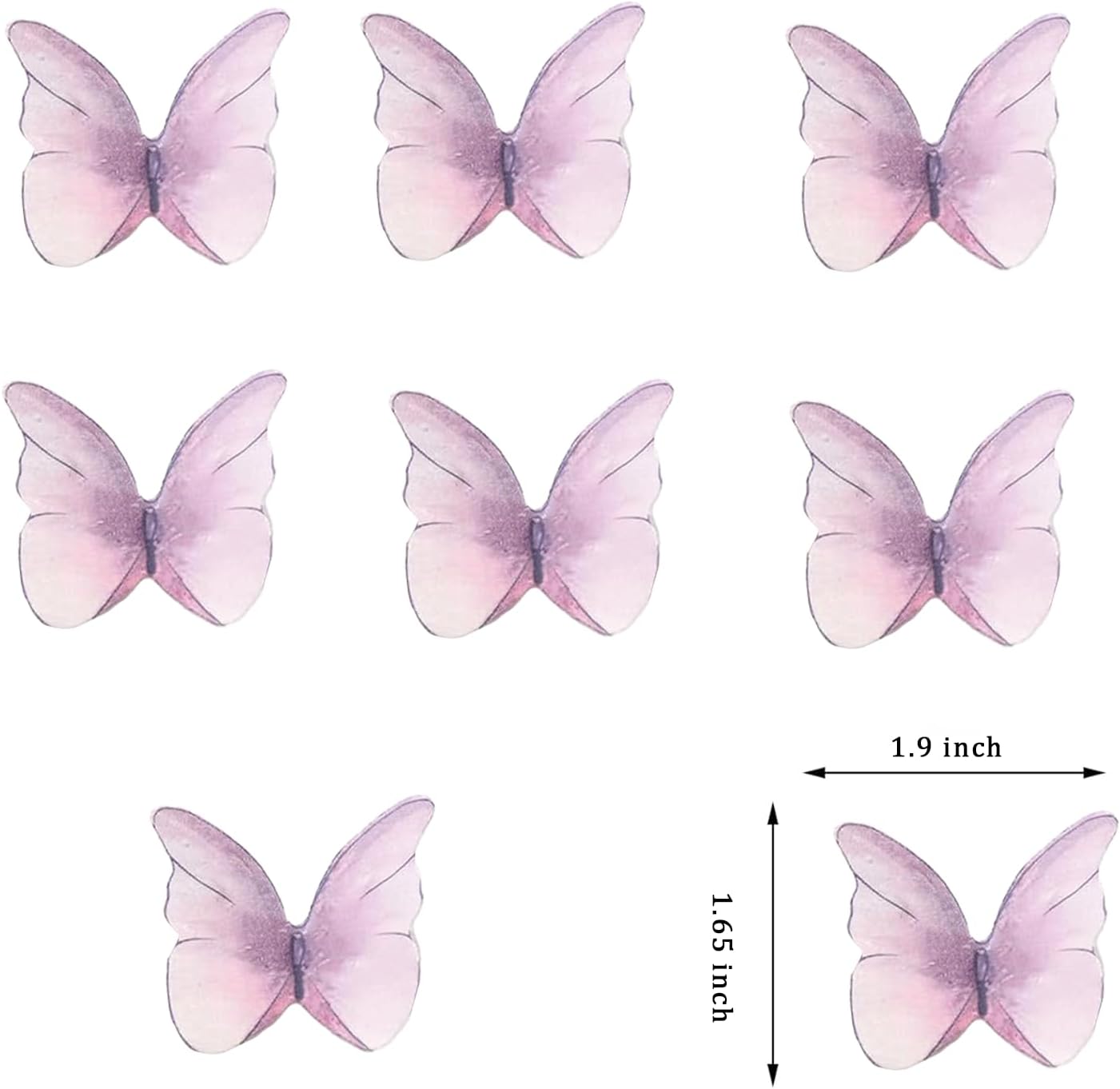 48Pcs Edible Butterflies Cake Topper Edible Butterfly Cupcake Toppers Wafer Paper Butterflies Edible Butterfly Cake Decorations for Wedding Birthday Party Cupcakes Decorating (Purple)