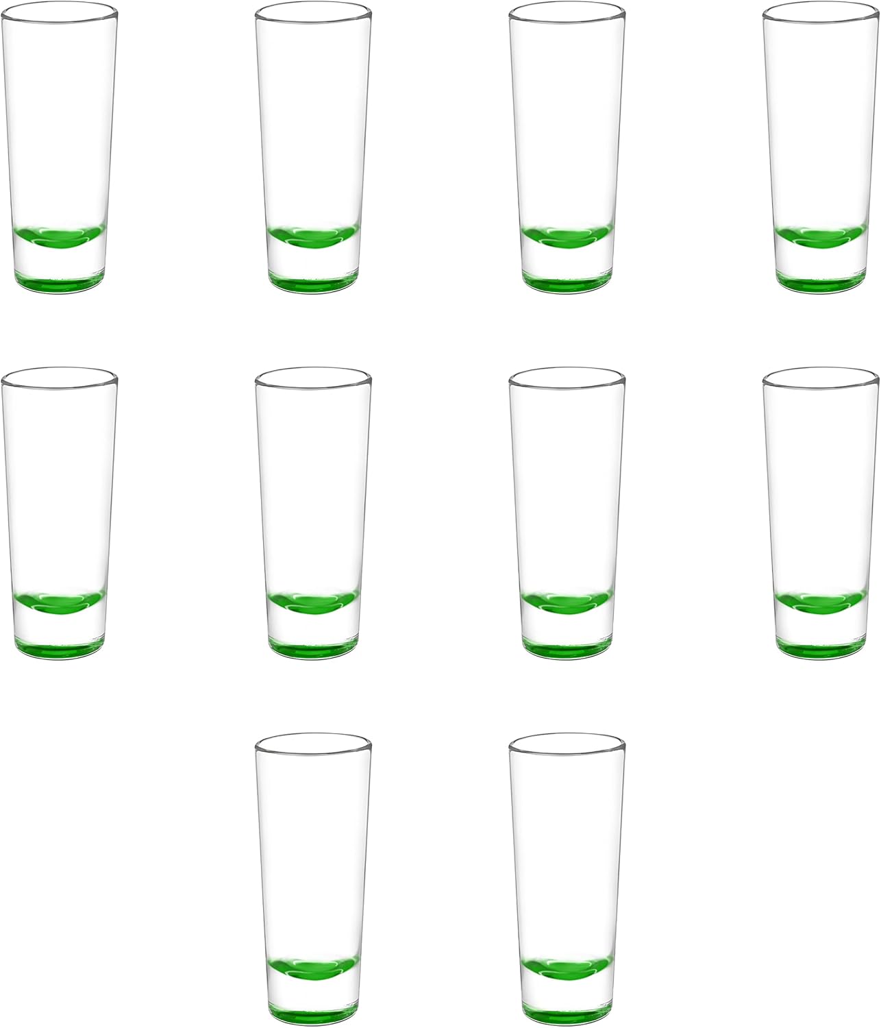 DISCOUNT PROMOS Cordial Shooter Shot Glasses 2 oz. Set of 10, Bulk Pack - Great for Birthdays, Parties, Indoor & Outdoor Events - Green