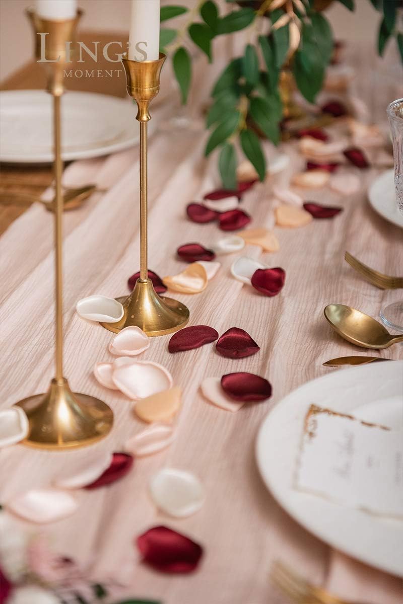 Ling's moment Rose Petals, Silk Flower Petals for Wedding/Aisle/Flower Girl Baskets/Table Centerpiece Décor,etc.Burgundy Gold White 200pcs