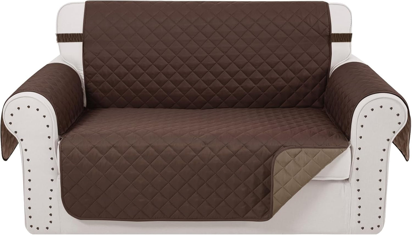 Reversible Loveseat Sofa Covers Couch Cover Furniture Protector(Loveseat Small,Chocolate/Taupe)