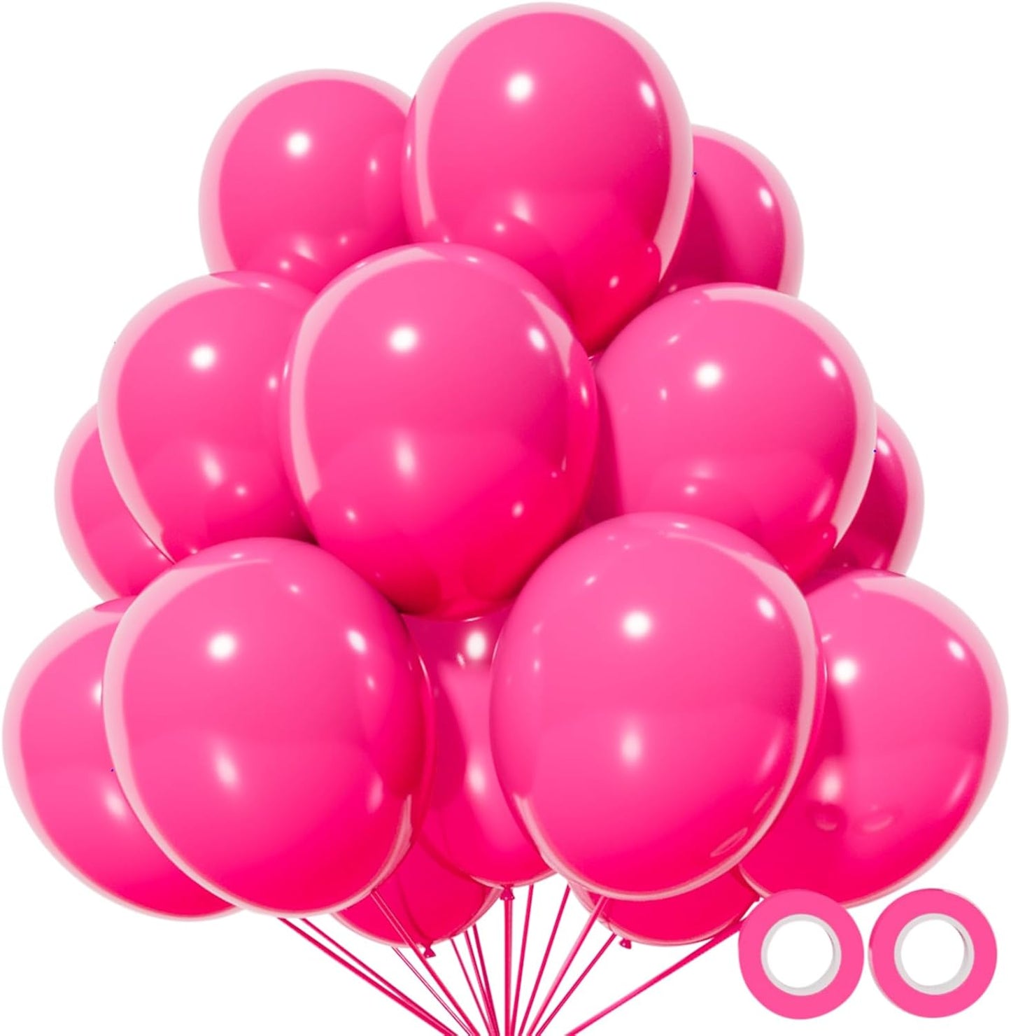 110pcs Hot Pink Balloon 12 inch, Hot Pink Latex Balloons for Birthday Party Baby Shower Wedding(with 2 Ribbons).
