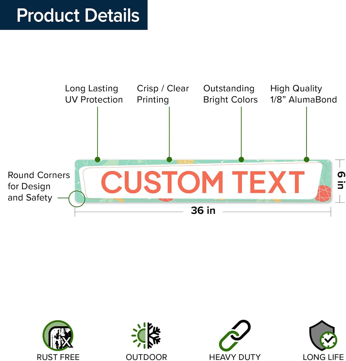 Custom Sign, Custom Street Sign, 11 Font Colors, 13 Font Styles, 4 Hole Options, 22 Sizes, 6x36 Inches, Rust Free DiBound, Fade Resistant, Made in USA by My Sign Center (Mid-Century Modern 2)