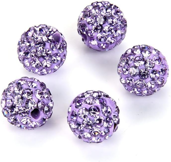 100pcs Adabele Grade A Suncatcher Crystal Rhinestone Pave Loose Beads 12mm Violet Purple Polymer Clay Disco Ball Spacers Compatible with Shamballa All Craft Jewelry Making DB12-4